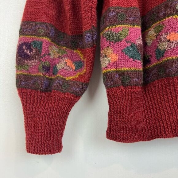 Vintage 80s 90s Jantzen Wool Textured Floral Paisley Knit Sweater Women’s M - Picture 13 of 14